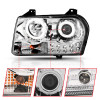 ANZO 2005-2010 Chrysler 300 Projector Headlights w/ Halo Chrome - 121136