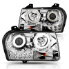ANZO 2005-2010 Chrysler 300 Projector Headlights w/ Halo Chrome - 121136
