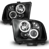 ANZO 2005-2009 Ford Mustang Projector Headlights w/ Halo Black - 121166
