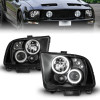 ANZO 2005-2009 Ford Mustang Projector Headlights w/ Halo Black - 121166