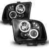 ANZO 2005-2009 Ford Mustang Projector Headlights w/ Halo Black - 121166