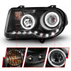 ANZO 2005-2010 Chrysler 300C Projector Headlights w/ Halo Black (CCFL) G2 - 121251