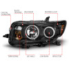 ANZO 2008-2010 Scion Xb Projector Headlights w/ Halo Black - 121280
