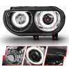 ANZO 2008-2014 Dodge Challenger Projector Headlights w/ Halo Black (CCFL) - 121308
