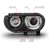 ANZO 2008-2014 Dodge Challenger Projector Headlights w/ Halo Black (CCFL) - 121308