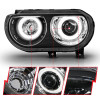 ANZO 2008-2014 Dodge Challenger Projector Headlights w/ Halo Black (CCFL) - 121308