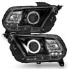 ANZO 2010-2014 Ford Mustang Projector Headlights w/ Halo Black (CCFL) - 121323