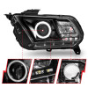 ANZO 2010-2014 Ford Mustang Projector Headlights w/ Halo Black (CCFL) - 121323