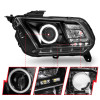 ANZO 2010-2014 Ford Mustang Projector Headlights w/ Halo Black (CCFL) - 121323