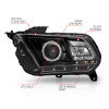 ANZO 2010-2014 Ford Mustang Projector Headlights w/ Halo Black (CCFL) - 121323