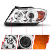 ANZO 2006-2008 BMW 3 Series E90-E91 Projector Headlights w/ Halo w/ LED Bar Chrome (CCFL) - 121336