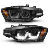 ANZO 2012-2015 BMW 3 Series Projector Headlights w/ U-Bar Black - 121504