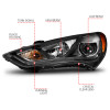 ANZO 2013-2015 Hyundai Genesis Projector Headlights w/ Plank Style Design Black (HID Compatible) - 121511