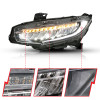 ANZO 16-17 Honda Civic Projector Headlights Plank Style Black w/Amber/Sequential Turn Signal - 121527
