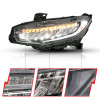 ANZO 16-17 Honda Civic Projector Headlights Plank Style Black w/Amber/Sequential Turn Signal - 121527
