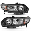 ANZO 2006-2009 Honda Civic 2 Door Crystal Headlight Black Amber (OE Replacement) - 121546