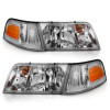 ANZO 1998-2005 Ford Crown Victoria Crystal Headlight Chrome With Bumper Light (OE) - 121556