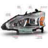 ANZO 13-15 Nissan Altima (w/o Factory HID Bulbs) Projector Headlights - w/ Light Bar Chrome Housing - 121570