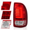 ANZO 1997-2004 Dodge Dakota LED Taillights Chrome Housing Red Lens Pair - 311349