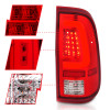ANZO 2008-2016 Ford F-250 LED Taillights Chrome Housing Red/Clear Lens (Pair) - 311358