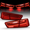 ANZO 2012-2018 Audi A6 LED Taillight Black Housing Red/Clear Lens 4 pcs (Sequential Signal) - 321353