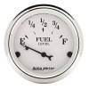 AutoMeter Gauge Fuel Level 2-1/16in. 73 Ohm(e) to 10 Ohm(f) Elec Old Tyme White - 1605