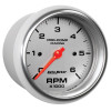 Autometer Marine Silver Ultra-Lite Gauge 3-3/8in Tachometer 6K RPM - 200752-33