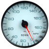 Autometer Spek-Pro Gauge Speedometer 5in 180 Mph Elec. Programmable White/Black - P23012