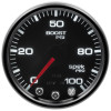 Autometer Spek-Pro Gauge Boost 2 1/16in 100psi Stepper Motor W/Peak & Warn Blk/Smoke/Blk - P30552