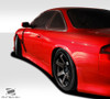 1995-1998 Nissan 240SX S14 Duraflex V-Speed Wide Body Side Skirt Rocker Panels (+35mm) - 2 Piece / Vehicle Year Make Model Trim - 1995-1998-Nissan 240SX ALL / Product Type - Sideskirts / Style Name -V-Speed / Kit Material - FRP (Fiberglass Reinforced Plastics) / Notes - Note: Must be used in conjunction with entire V-Speed Widebody Kit +35mm wider front and rear