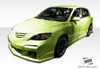2004-2008 Mazda 3 HB Duraflex Raven Body Kit - 4 Piece - Includes Raven Front Bumper Cover (100566) Raven Rear Bumper Cover (100567) Raven Side Skirts Rocker Panels (100568) / Vehicle Year Make Model Trim - 2004-2008-Mazda Mazda 3 HB / Product Type - Kit / Style Name -Raven / Kit Material - FRP (Fiberglass Reinforced Plastics) / Notes -