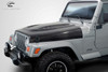 1997-2006 Jeep Wrangler Carbon Creations DriTech Power Dome Hood - 1 Piece / Vehicle Year Make Model Trim - 1997-2006-Jeep Wrangler ALL / Product Type - Hood / Style Name -Power Dome / Kit Material - Carbon Fiber / Notes - Note: Hood pins are required.