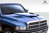 1994-2001 Dodge Ram Duraflex Hellcat Look Hood - 1 Piece / Vehicle Year Make Model Trim - 1994-2001-Dodge Ram ALL / Product Type - Hood / Style Name -Hellcat Look / Kit Material - FRP (Fiberglass Reinforced Plastics) / Notes - Note: Hood pins are required.