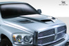 2002-2008 Dodge Ram Duraflex Hellcat Look Hood - 1 Piece / Vehicle Year Make Model Trim - 2002-2008-Dodge Ram ALL / Product Type - Hood / Style Name -Hellcat Look / Kit Material - FRP (Fiberglass Reinforced Plastics) / Notes - Note: Hood pins are required.