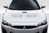2008-2017 Mitsubishi Lancer / Lancer Evolution 10 Duraflex D Spec Hood - 1 Piece / Vehicle Year Make Model Trim - 2008-2017-Mitsubishi Lancer ALL / Product Type - Hood / Style Name -D Spec / Kit Material - FRP (Fiberglass Reinforced Plastics) / Notes - Note: Hood pins are required.