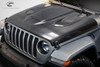 2018-2025 Jeep Wrangler JL Gladiator JT Carbon Creations Hellcat Look Hood - 1 piece / Vehicle Year Make Model Trim - 2018-2025-Jeep Wrangler ALL / Product Type - Hood / Style Name -Hellcat / Kit Material - Carbon Fiber / Notes - Note: Hood pins are required.