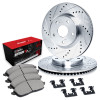 R1 13-20 Subaru WRX Front Drilled & Slotted Silver Brake Rotor Set w/Optimum OE Pads and Hardware - WGUH1-13019 Photo - Primary