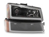 Raxiom 03-06 Chevrolet Silverado 1500 LED LightBar OE Proj Headlights/Bumper Lights- Black - Clear - S169258 Photo - Close Up