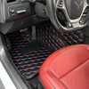 EOS Honeycomb Leather Floor Mats - Black w. Red Stitching - 14-19 Corvette C7