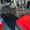 EOS Honeycomb Leather Floor Mats - Black w. Red Stitching - 15-23 Mustang