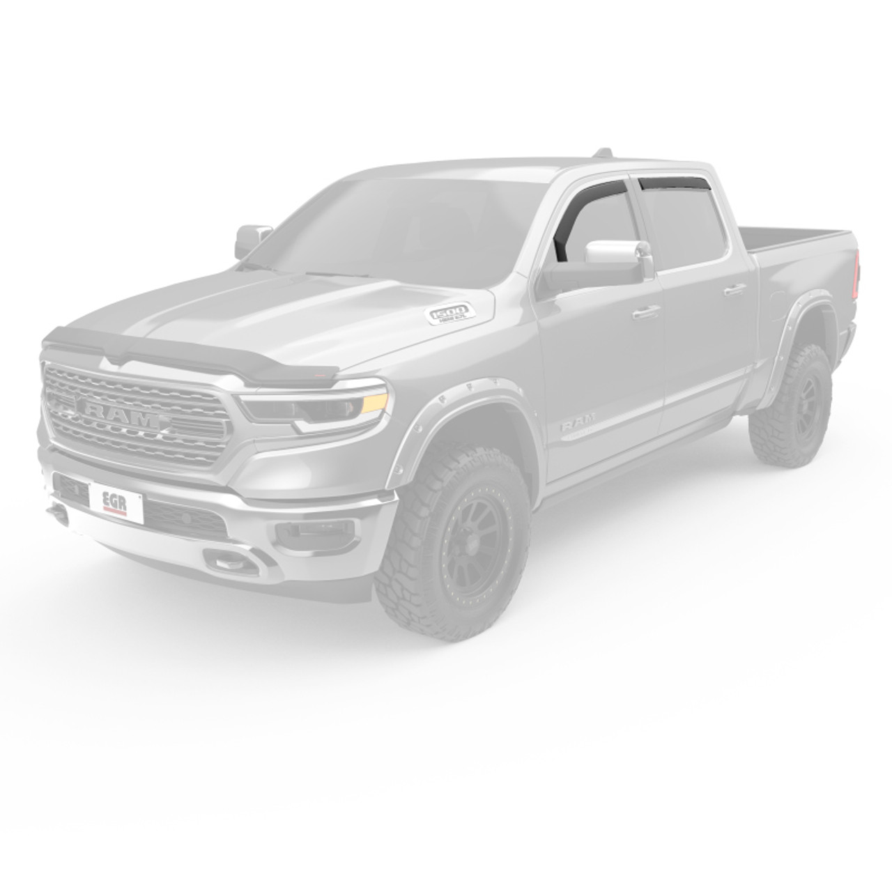 EGR 2019 Dodge Ram 1500 Quad Cab SlimLine In-Channel WindowVisors Set of 4 - Dark Smoke - 572961