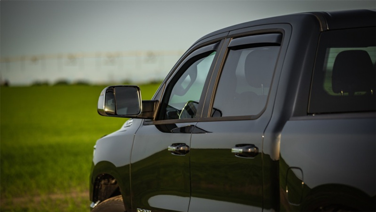 EGR 2019 Dodge Ram 1500 Quad Cab SlimLine In-Channel WindowVisors Set of 4 - Dark Smoke - 572961
