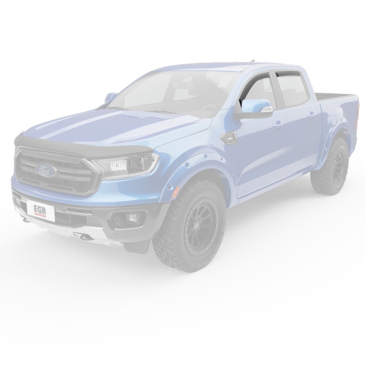 EGR 19-22 Ford Ranger In-Channel Window Visors Front/Rear Set Matte Black Crew Cab - 573555