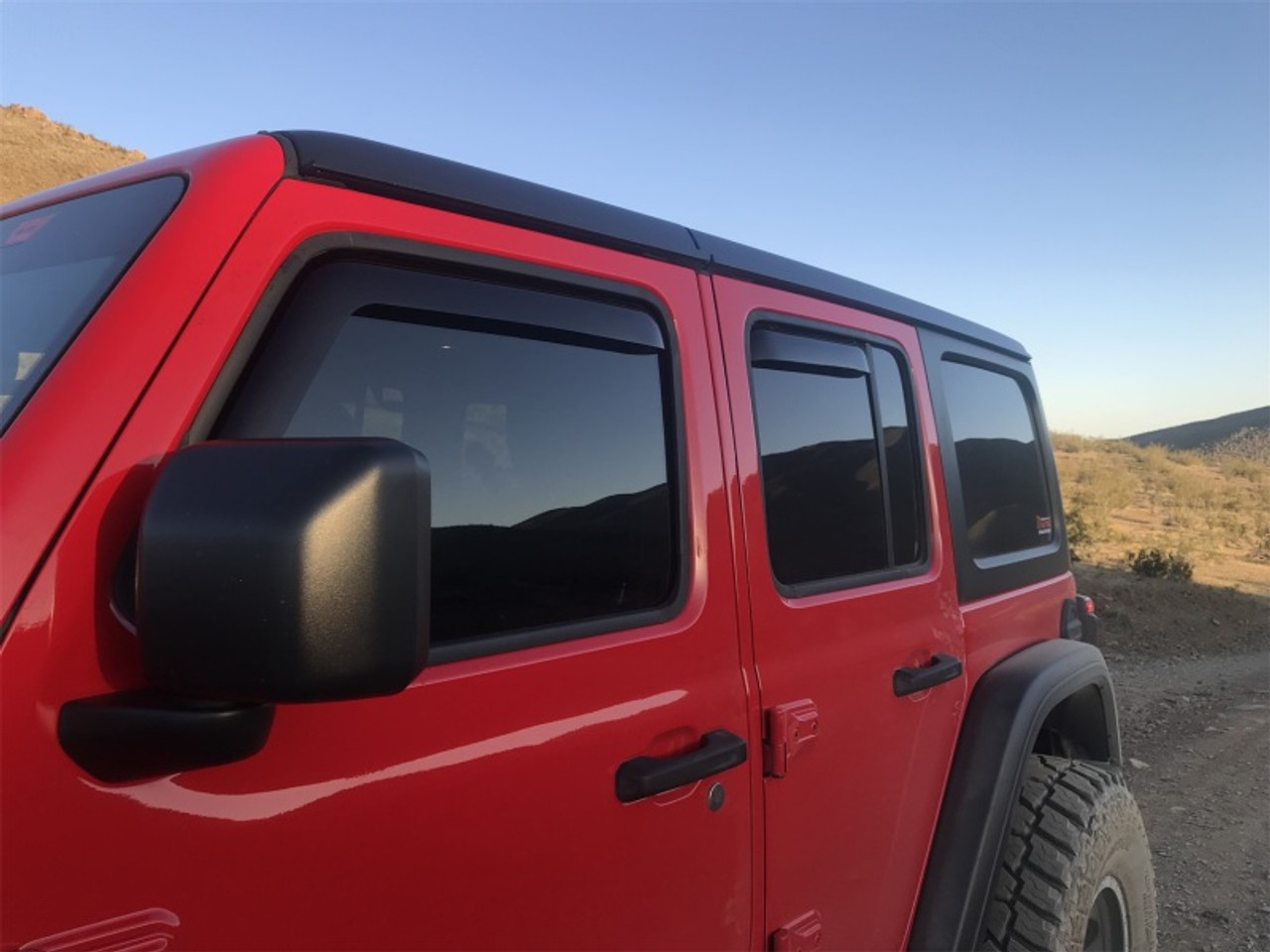 EGR 2018 Jeep Wrangler JL SlimLine In-Channel WindowVisors Set of 4 - Matte Black - 575255