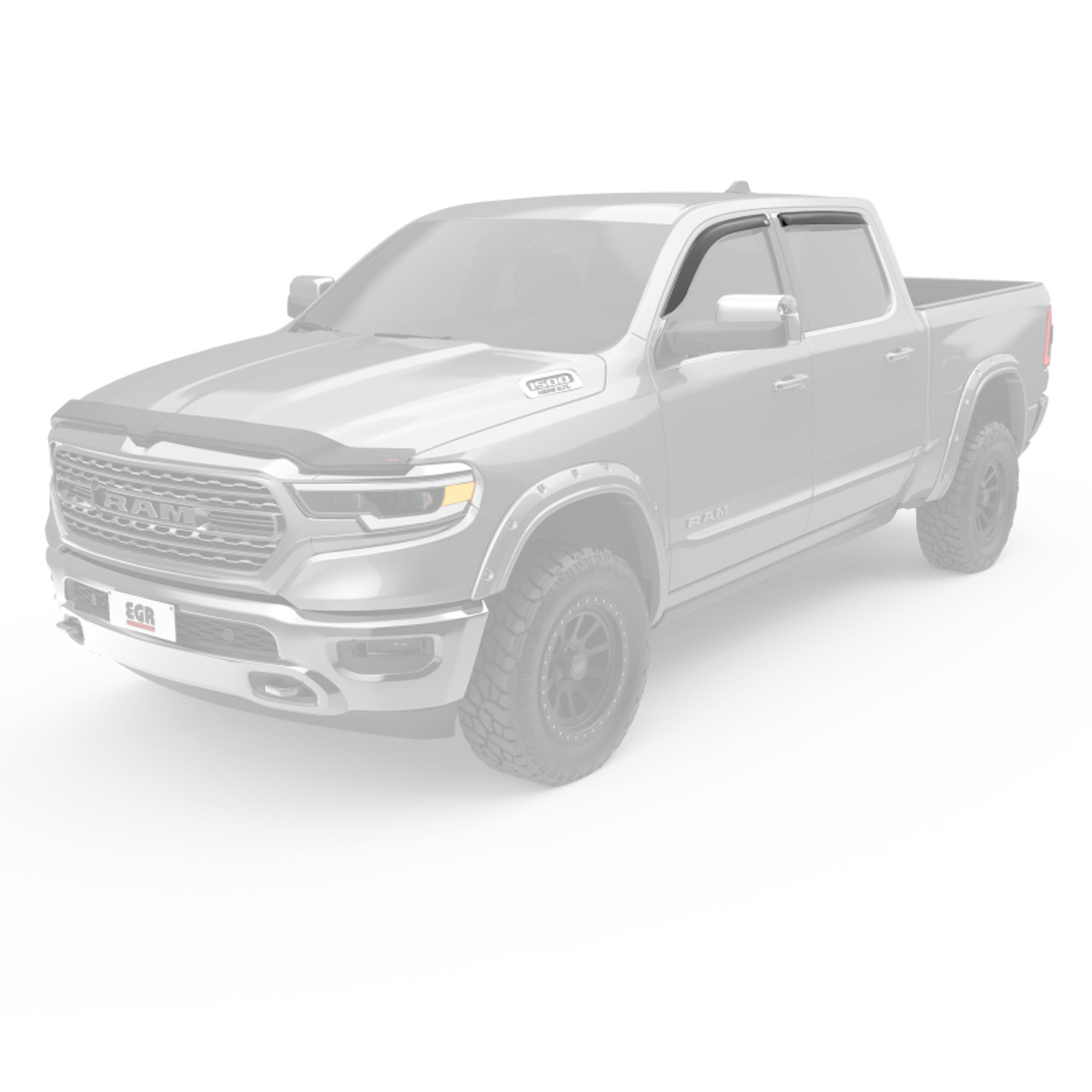EGR 2019 Dodge Ram 1500 Crew Cab Tape-On Window Visors Set of 4 - Dark Smoke - 642951