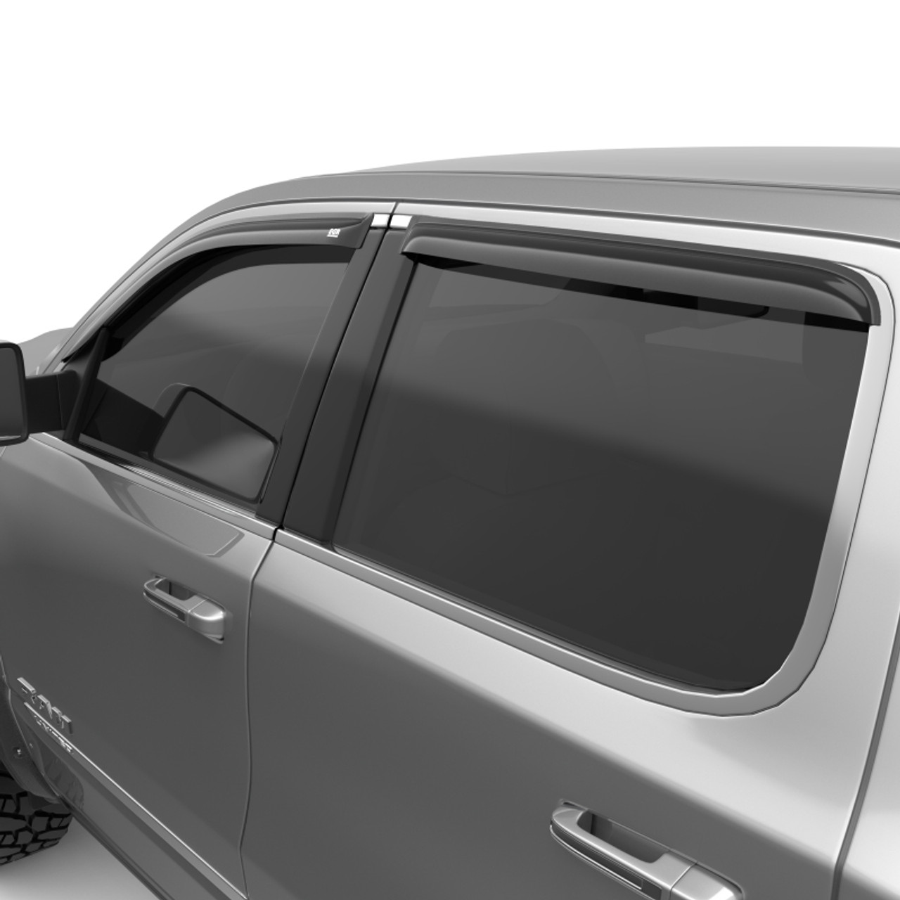 EGR 2019 Dodge Ram 1500 Crew Cab Tape-On Window Visors Set of 4 - Dark Smoke - 642951