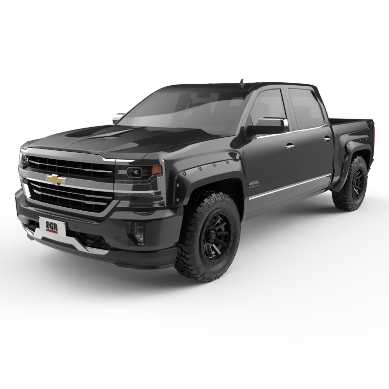 EGR 14+ Chev Silverado 5ft Bed Bolt-On Look Color Match Fender Flares - Set - Black - 791674-GBA