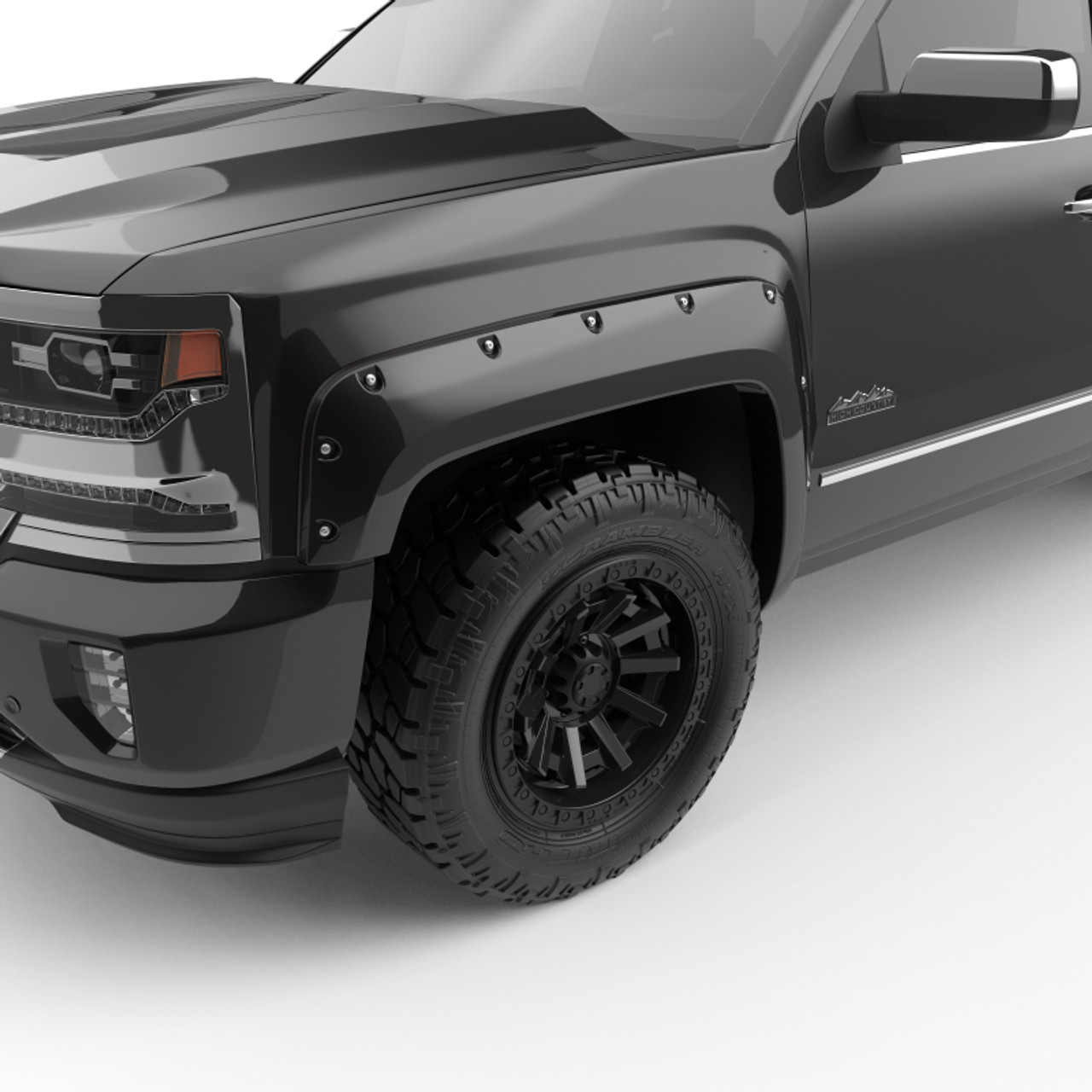 EGR 14+ Chev Silverado 5ft Bed Bolt-On Look Color Match Fender Flares - Set - Black - 791674-GBA