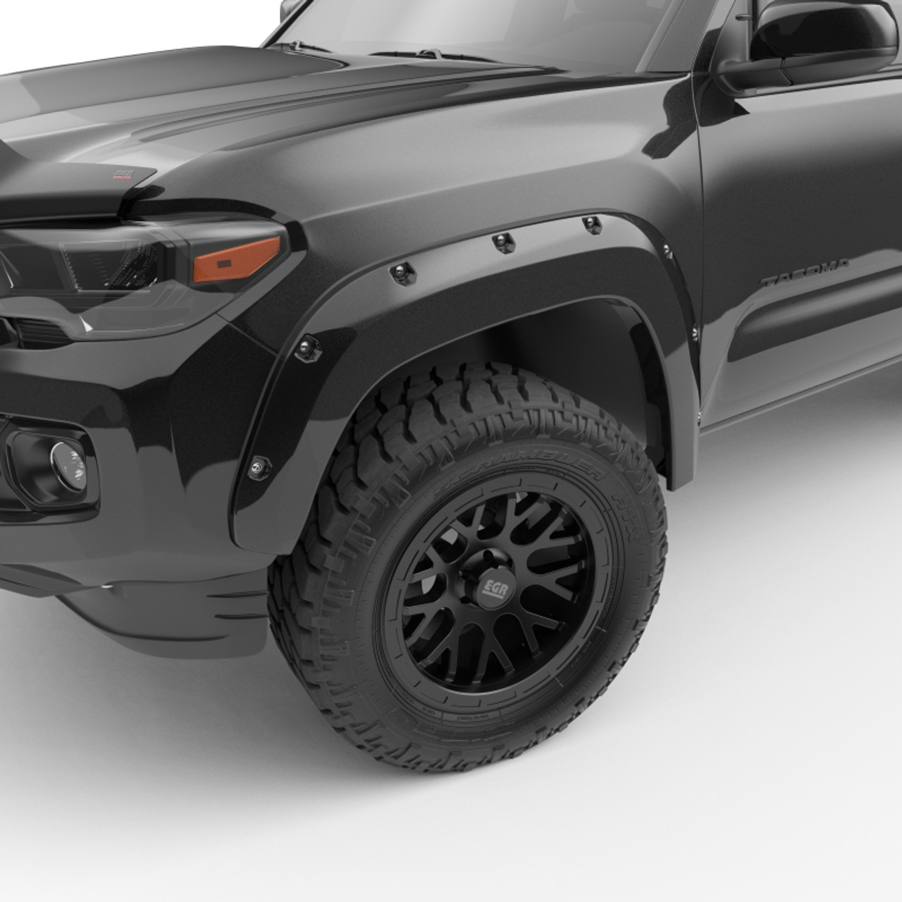 EGR 16+ Toyota Tacoma w/Mudflap Bolt-On Look Color Match Fender Flares - Set - Black - 795084-202