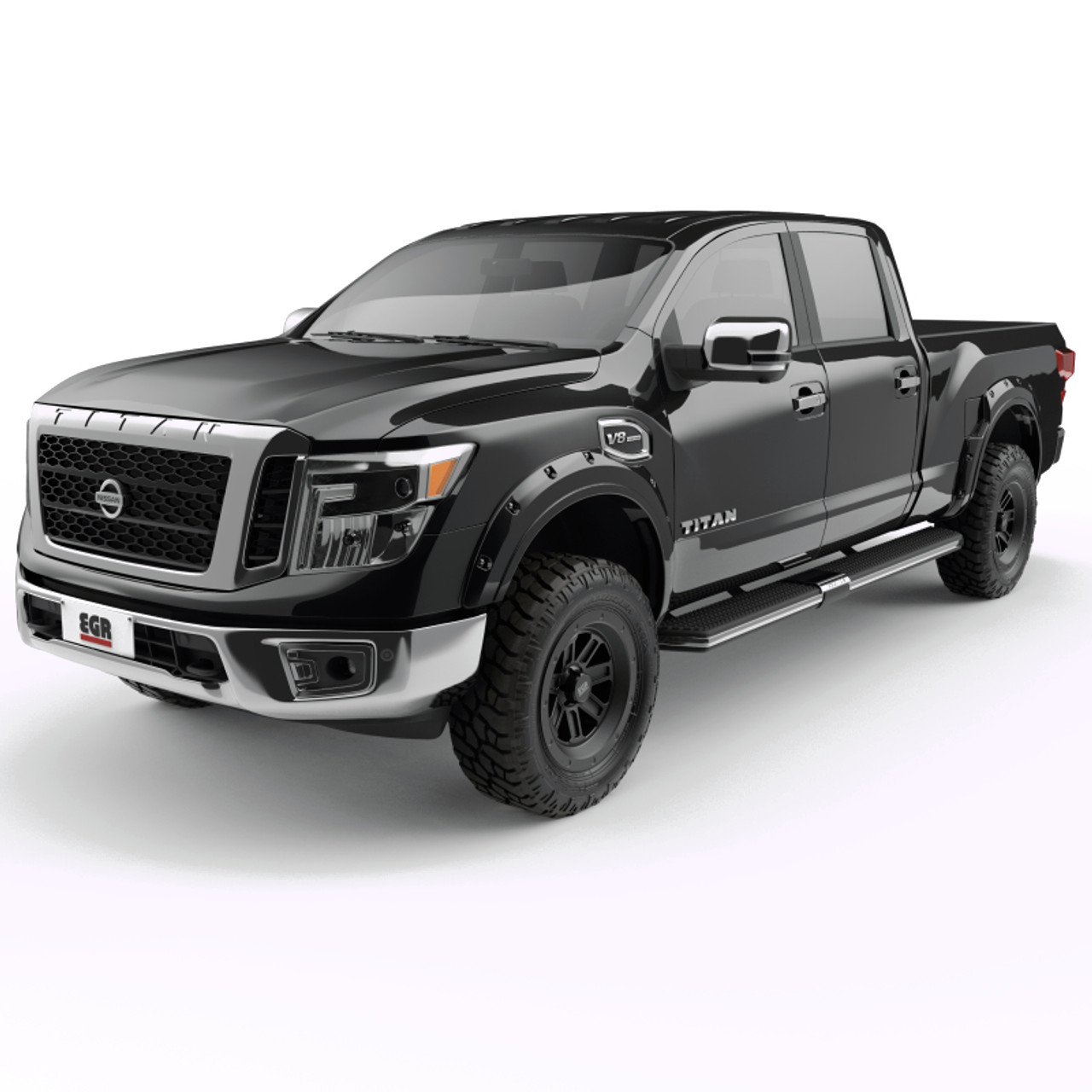 EGR 16+ Nissan Titan XD Bolt-On Look Color Match Fender Flares - Set - Black Metallic - 795904-G41